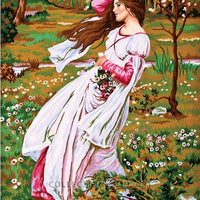 girl in a field of wildflowers - a collection d'art tapestry canvas