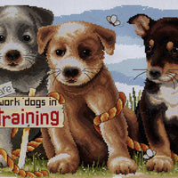 work dogs in training - a country threads cross stitch kit