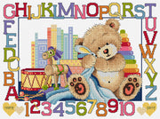 teddy birth sampler - a counted cross stitch chart from country threads