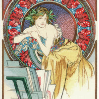 girl with easel - mucha - a riolis premium cross stitch kit