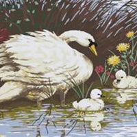 Swan and Babies - A Collection d'Art Tapestry Canvas