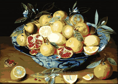Still Life with Lemons and Pomegranates - A Collection d'Art Tapestry Canvas