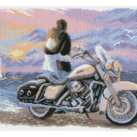 Motor Cycle Romance - Pre-Printed on Aida from Collection d'Art