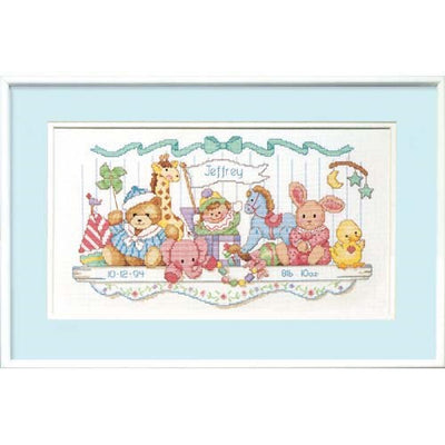 Toy Shelf Birth Record - a Dimensions counted cross stitch kit