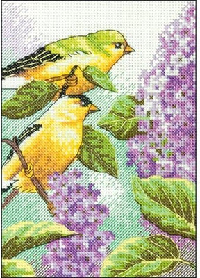 Goldfinch and Lilacs - a Dimensions counted cross stitch kit