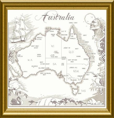 map of australia cross stitch design