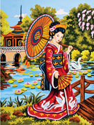 geisha in red - a collection d'art tapestry canvas