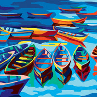 fishing boats in the harbour - a collection d'art tapestry canvas