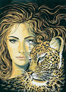 lady and jaguar - a collection d'art tapestry canvas