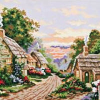 country village - a collection d'art tapestry canvas