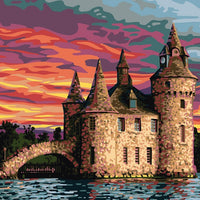 castle at sunset - a collection d'art tapestry canvas