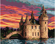 castle at sunset - a collection d'art tapestry canvas
