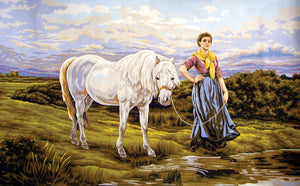 horse and peasant girl - a collection d'art tapestry canvas