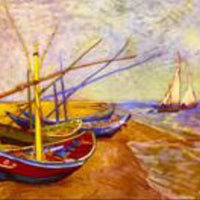 monet's boats - a collection d'art tapestry canvas