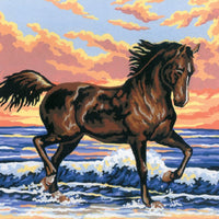 horse on the beach - a collection d'art printed tapestry canvas