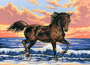 horse on the beach - a collection d'art printed tapestry canvas