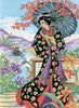 geisha with blossoms 1 - a collection d'art printed tapestry canvas