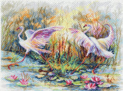 flamingo dance - pre-printed on aida from collection d'art
