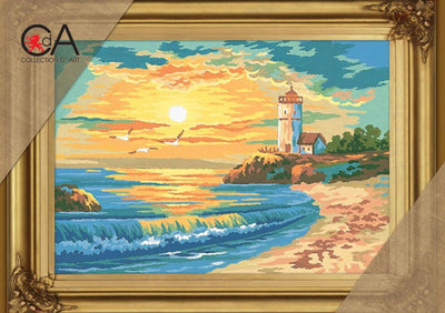 lighthouse sunset - a collection d'art tapestry kit
