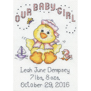 baby chick (girl) - birth announcer - a design works counted cross stitch kit
