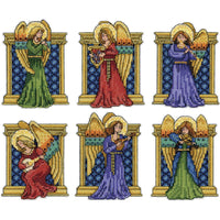 medieval angels christmas tree decorations - design works plastic canvas tree hanger kits
