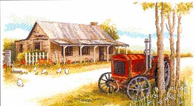 old tractor cottage - a country threads cross stitch chart booklet