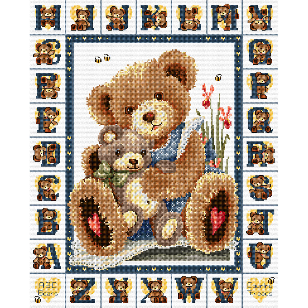 abc bears - a country threads counted cross stitch chart booklet