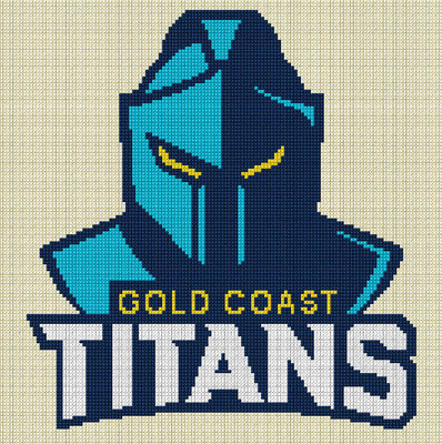 gold coast titans nrl 2021 logo cross stitch design