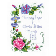 wedding floral announcement - a cross stitch kit from janlynn