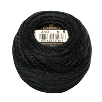 dmc perle cotton no.8 in various colours black 310