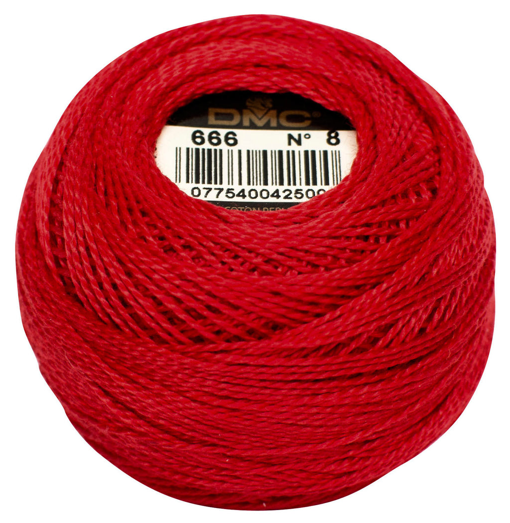 dmc perle cotton no.8 in various colours red 666