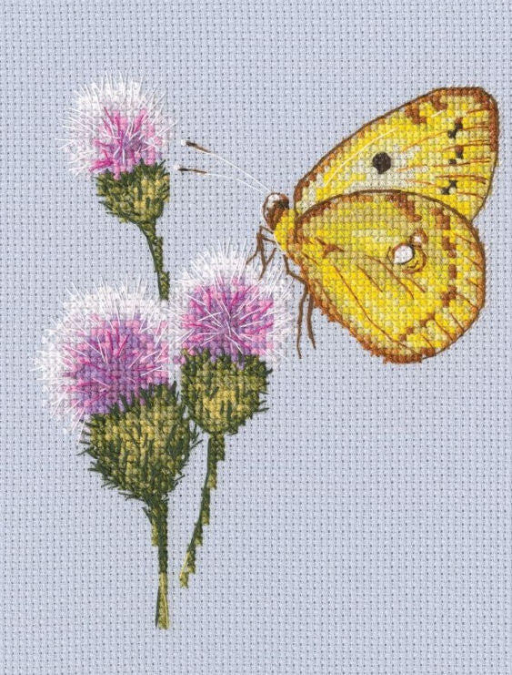 butterfly on flower 6 - an rto cross stitch kit