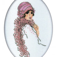 lady in boa- an rto cross stitch kit