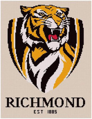 richmond tigers afl cross stitch design