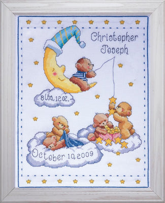 heavenly bears birth record - a tobin home crafts counted cross stitch kit